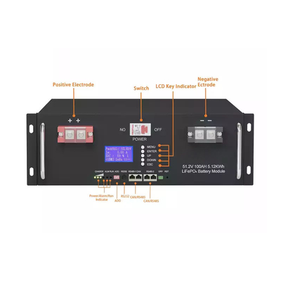 48V 5Kwh LiFePO4 Battery Support Max 4 Parallels 5 Years Warranty
